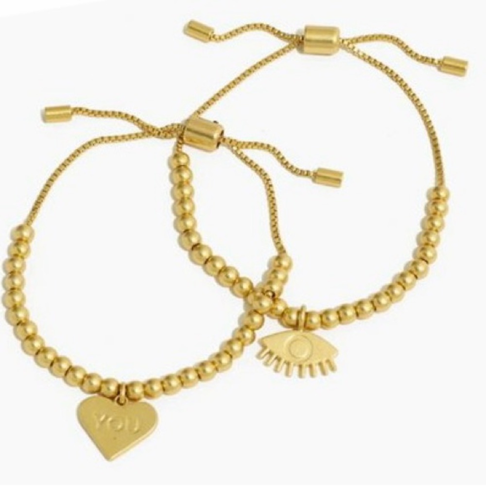 Madewell vintage gold eye heart you friendship bracelet set, new with tags nwt